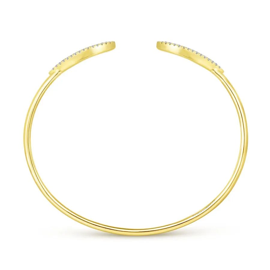 14K Yellow Gold Diamond & Black Mother of Pearl Bangle
