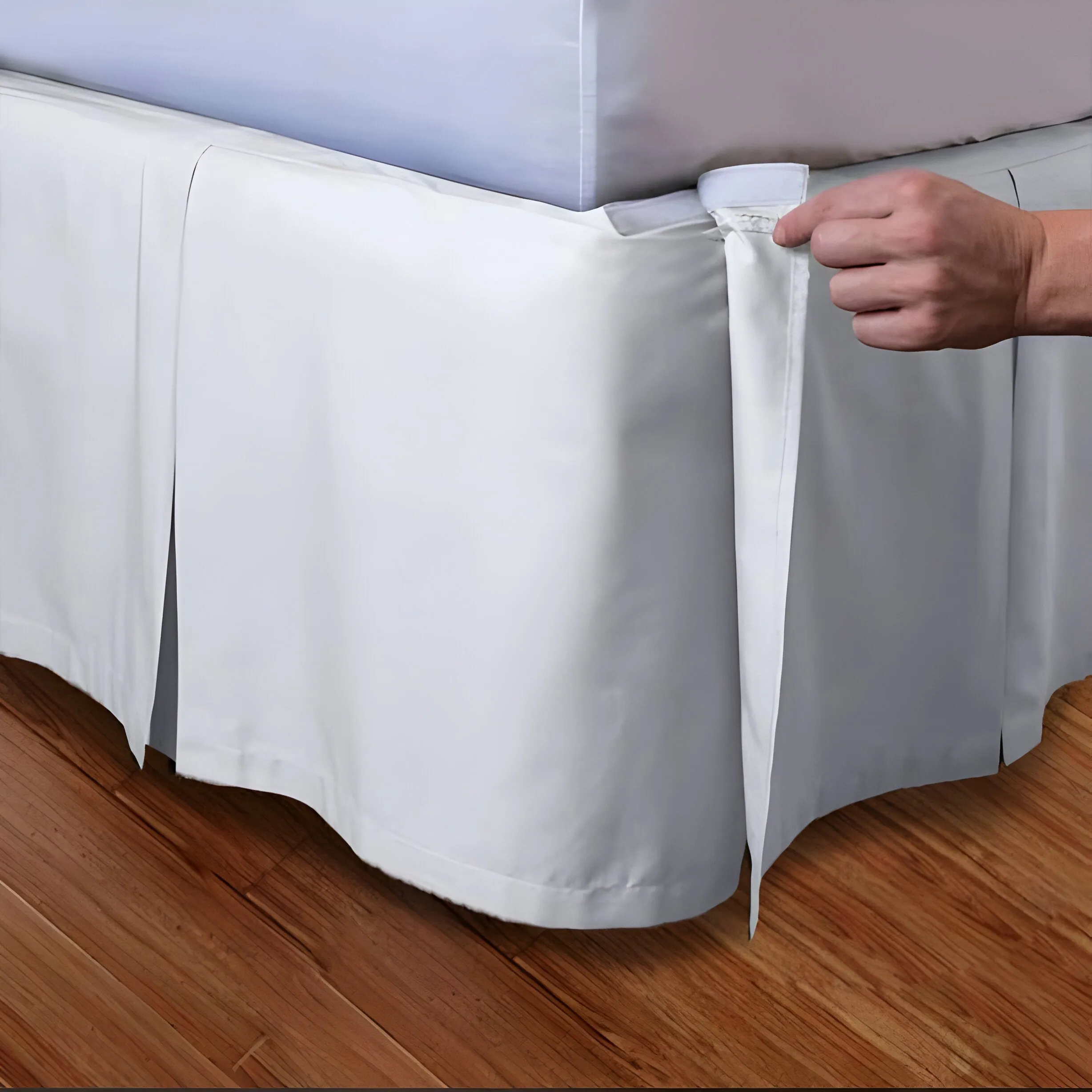 400TC Cotton Sateen Velcro Detachable Pleated Bed Skirt