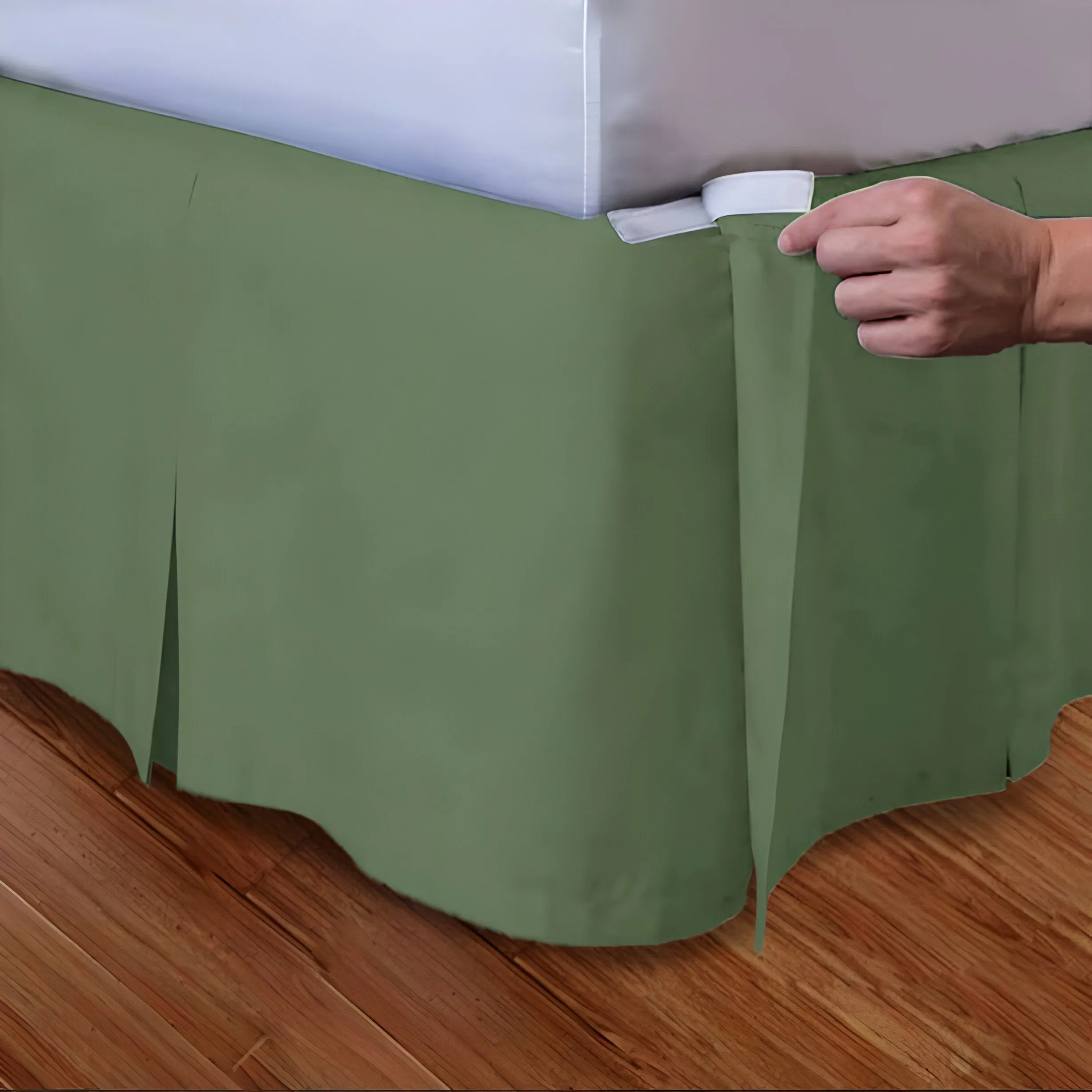 400TC Cotton Sateen Velcro Detachable Pleated Bed Skirt