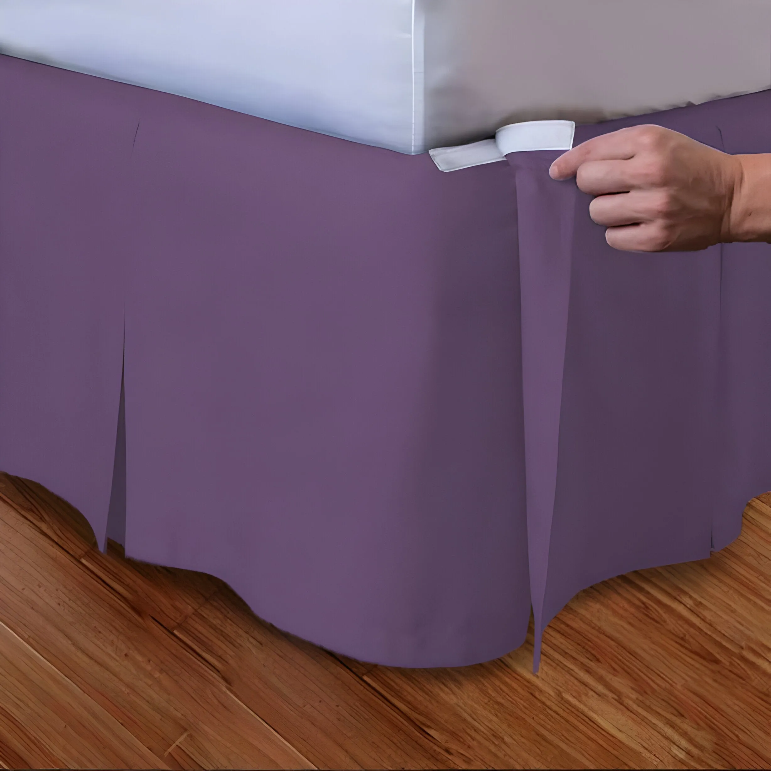 400TC Cotton Sateen Velcro Detachable Pleated Bed Skirt