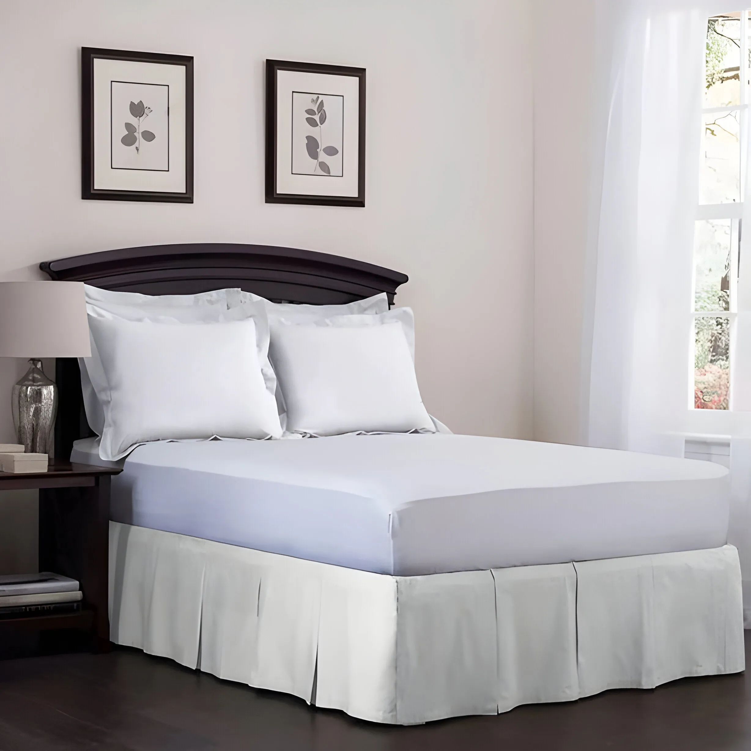 400TC Cotton Sateen Velcro Detachable Pleated Bed Skirt
