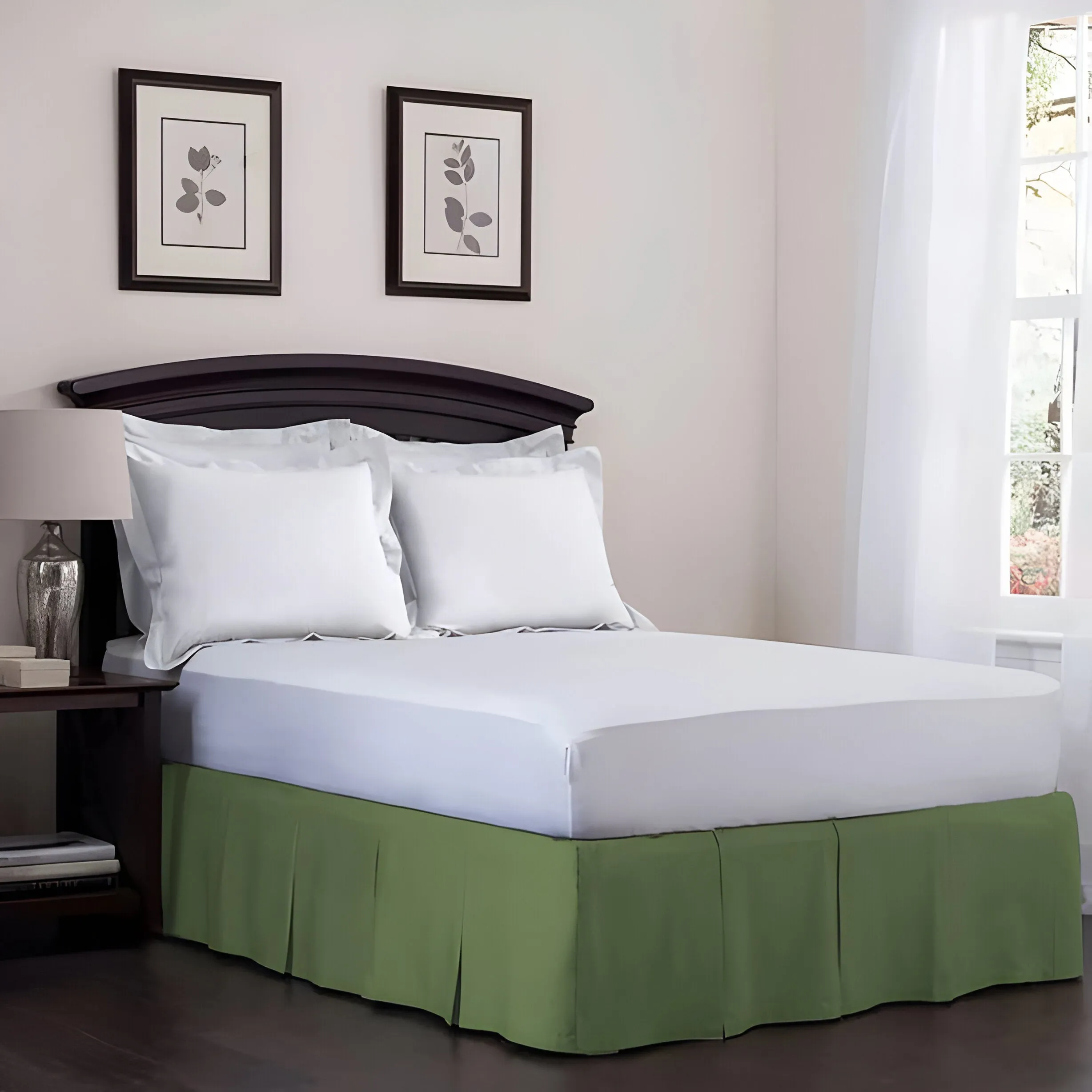 400TC Cotton Sateen Velcro Detachable Pleated Bed Skirt