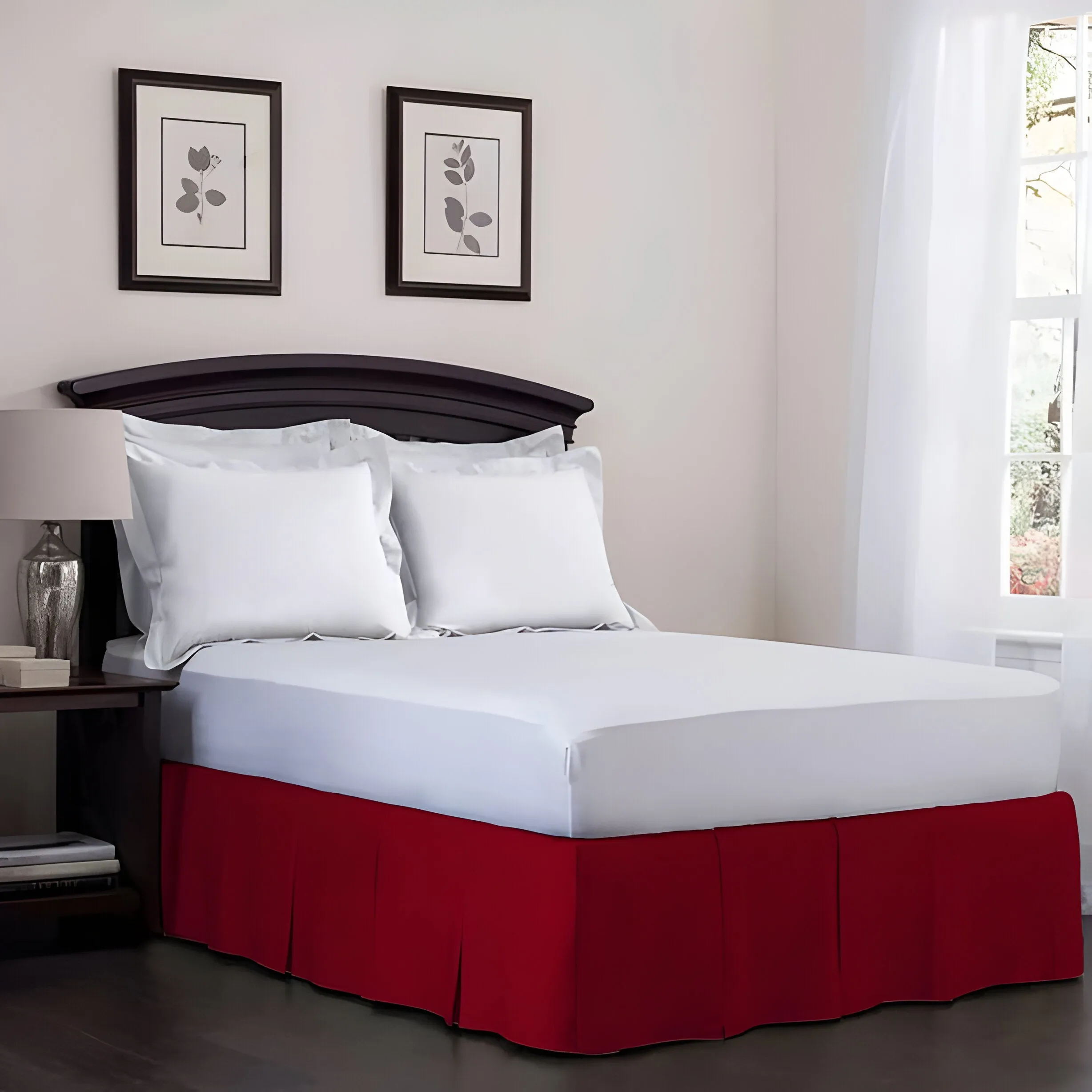 400TC Cotton Sateen Velcro Detachable Pleated Bed Skirt