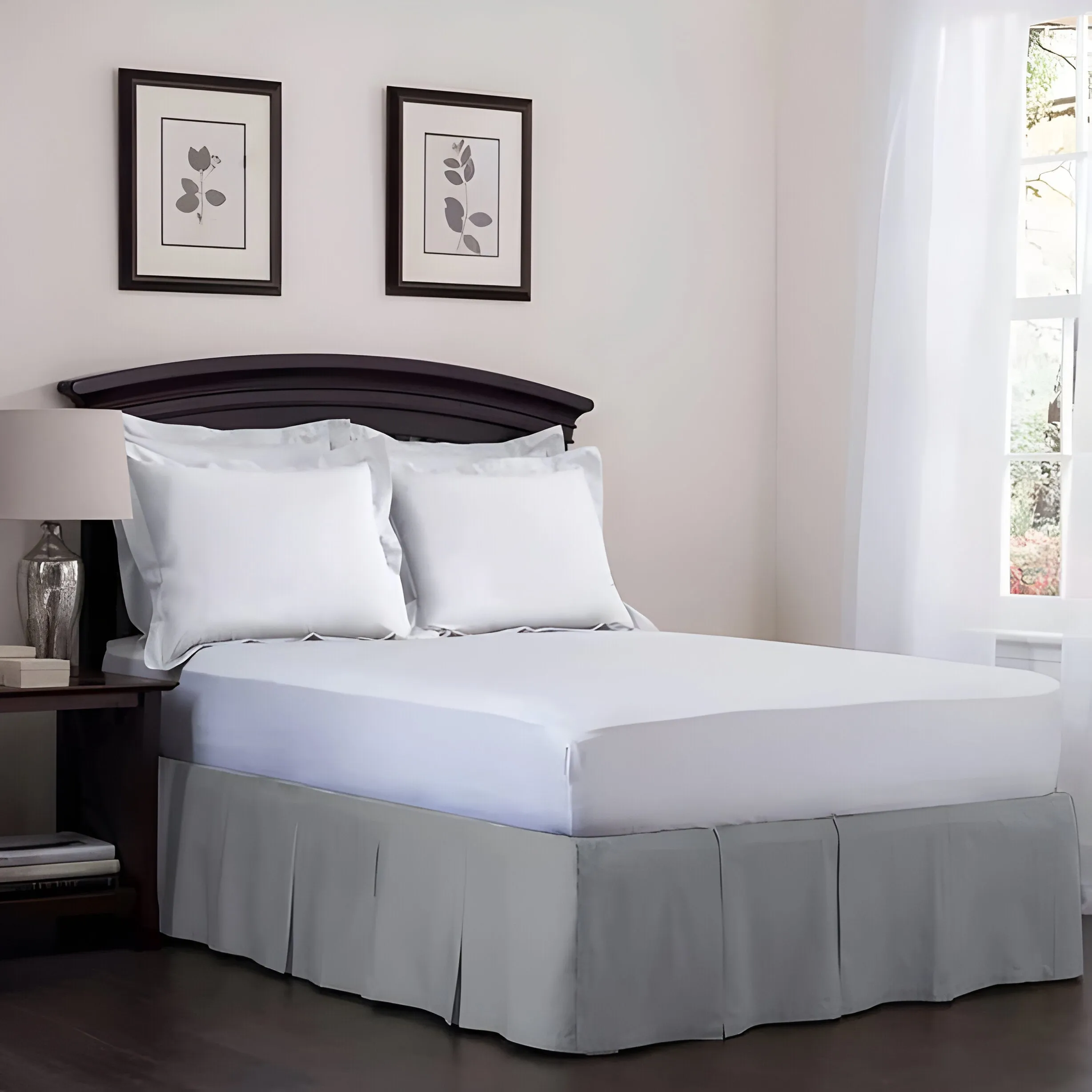 400TC Cotton Sateen Velcro Detachable Pleated Bed Skirt