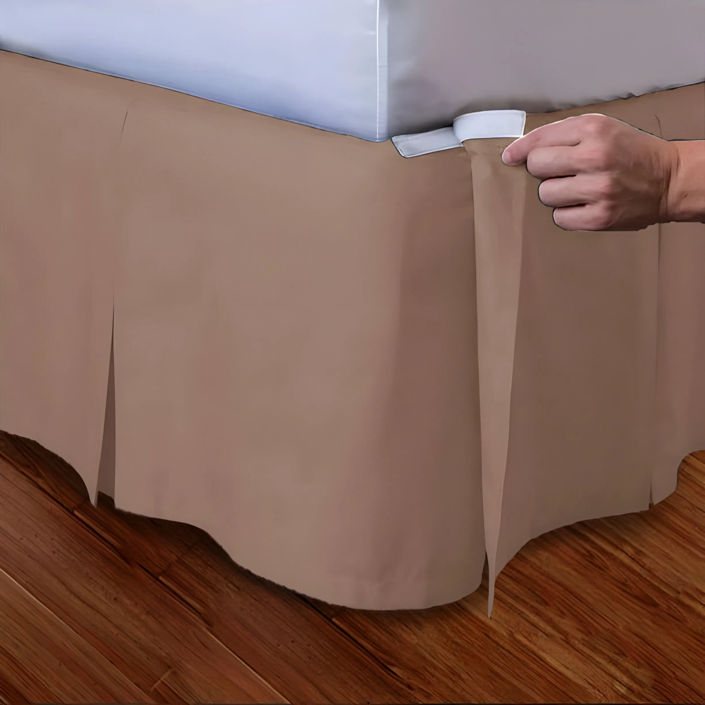 400TC Cotton Sateen Velcro Detachable Pleated Bed Skirt