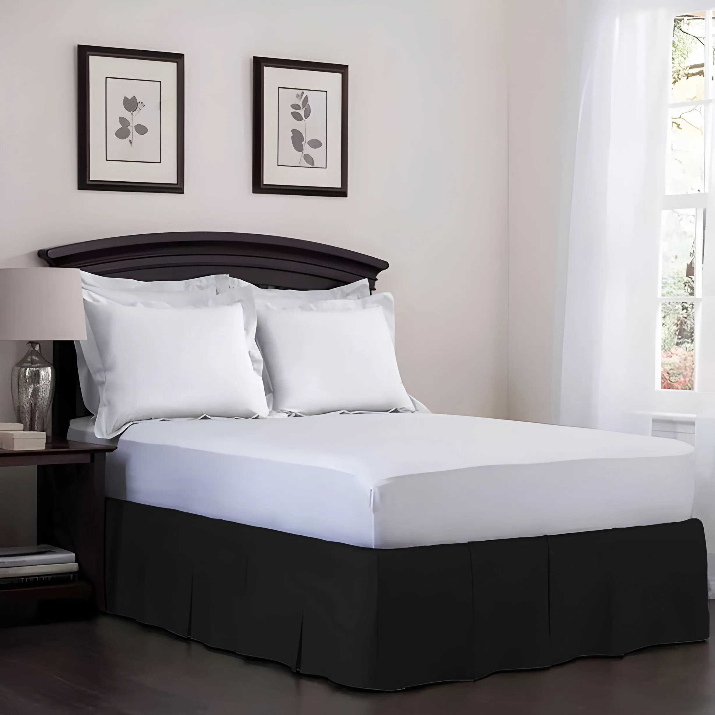 400TC Cotton Sateen Velcro Detachable Pleated Bed Skirt