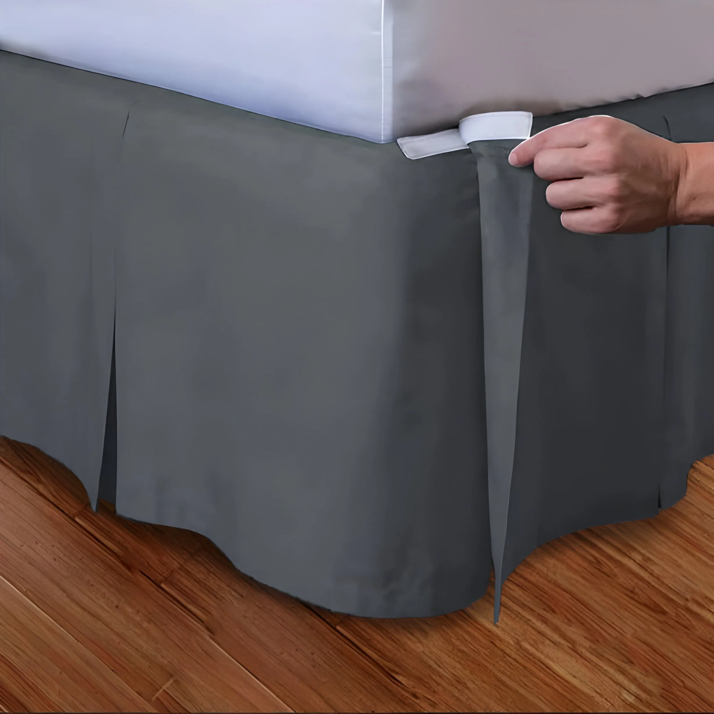 400TC Cotton Sateen Velcro Detachable Pleated Bed Skirt