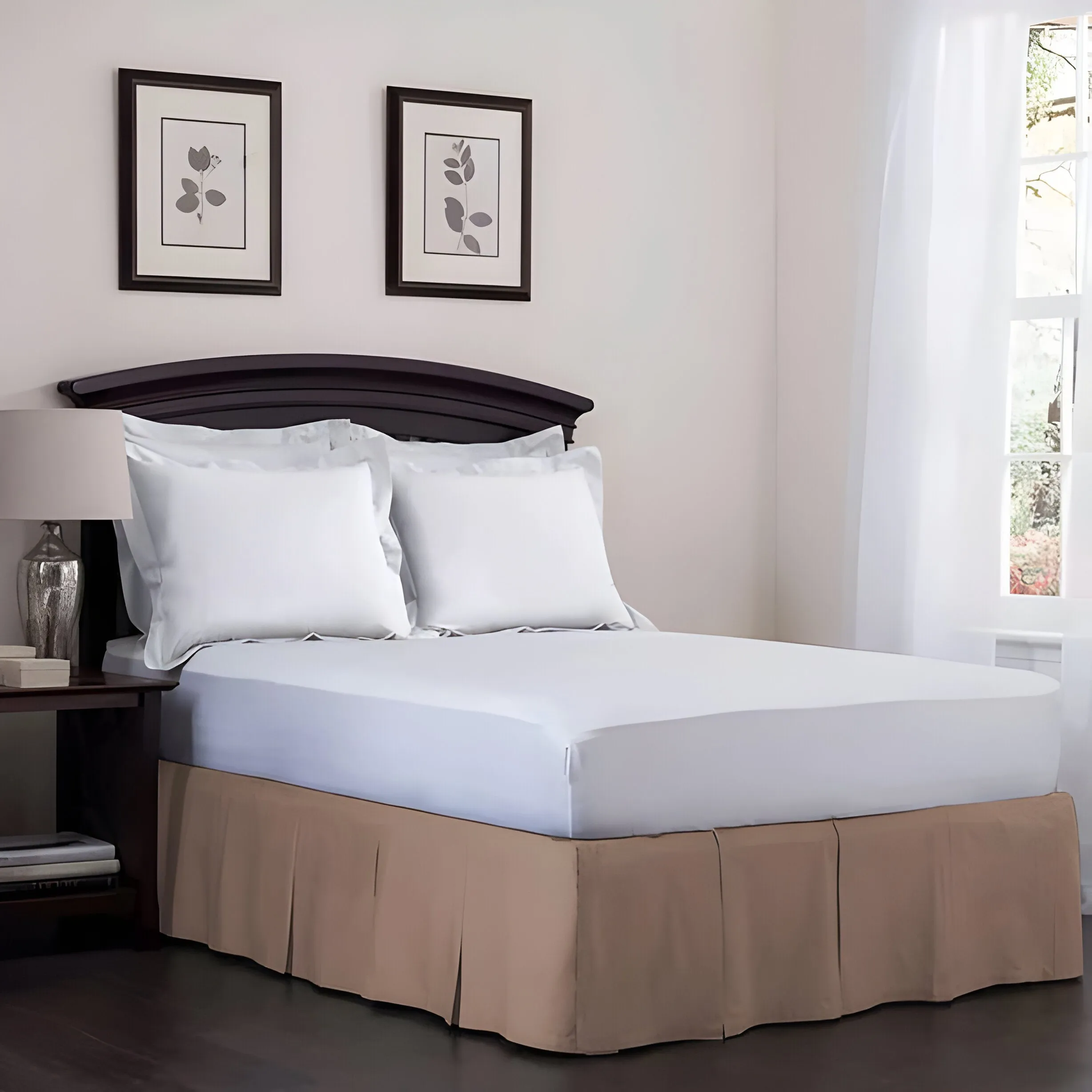 400TC Cotton Sateen Velcro Detachable Pleated Bed Skirt