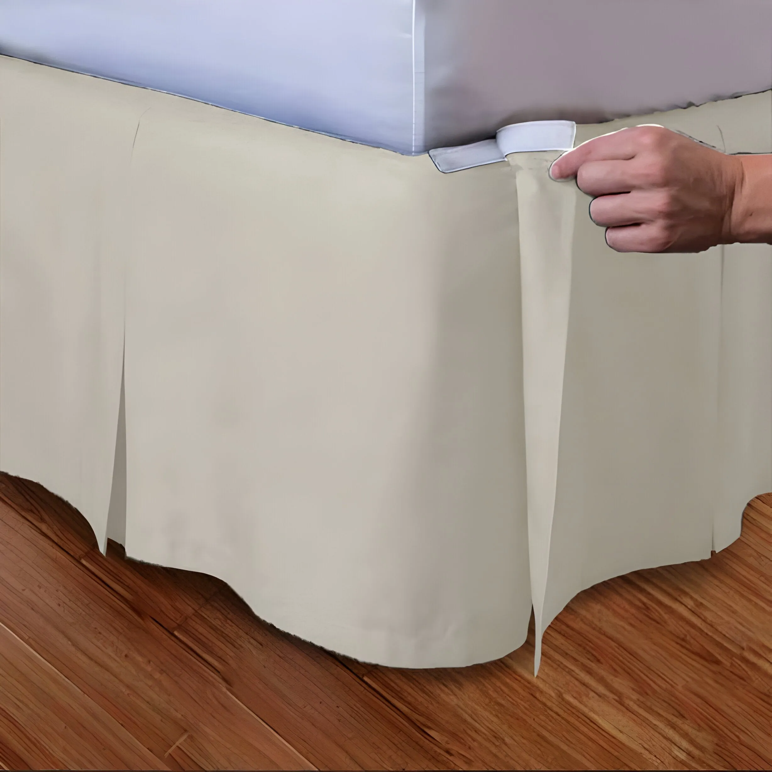 400TC Cotton Sateen Velcro Detachable Pleated Bed Skirt