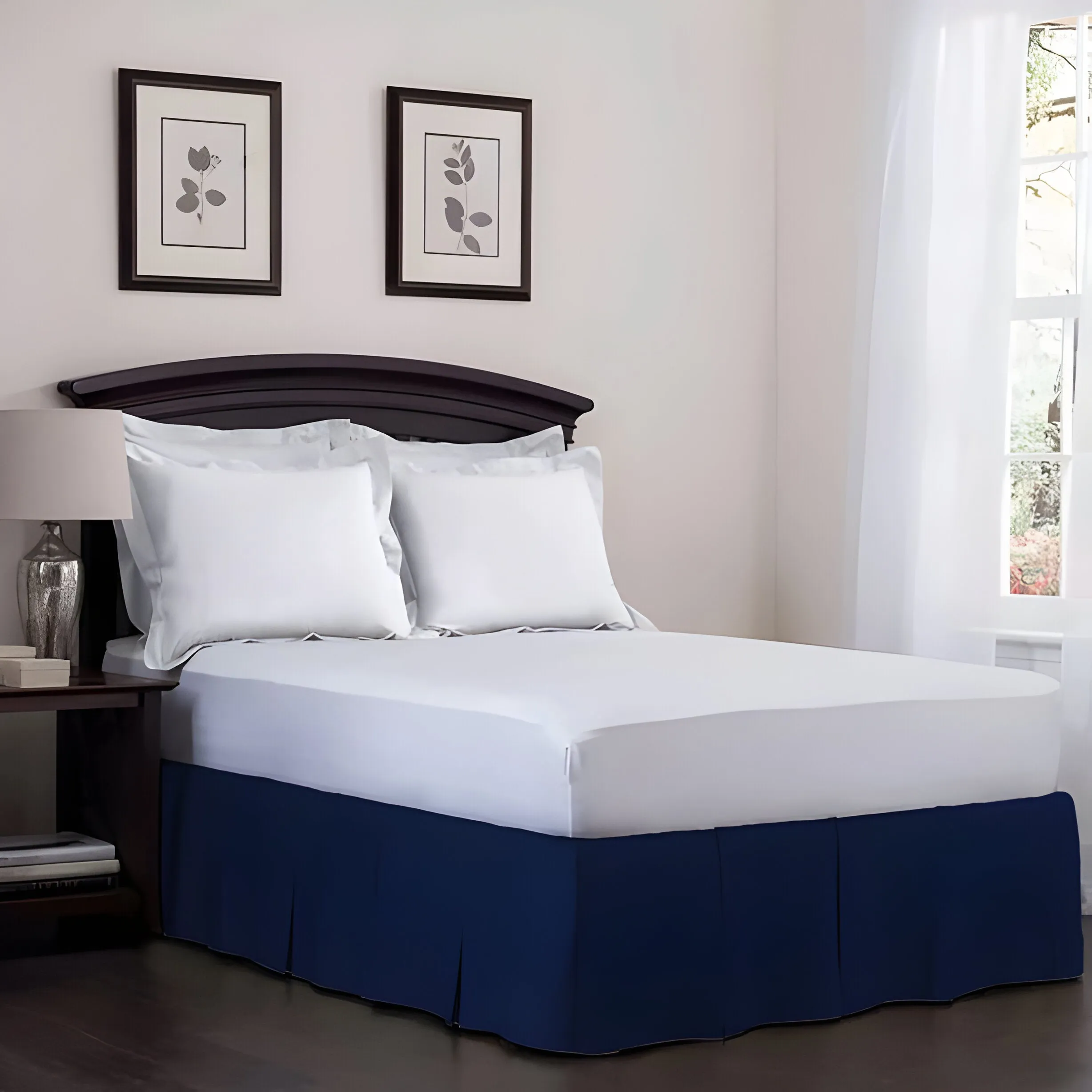 400TC Cotton Sateen Velcro Detachable Pleated Bed Skirt