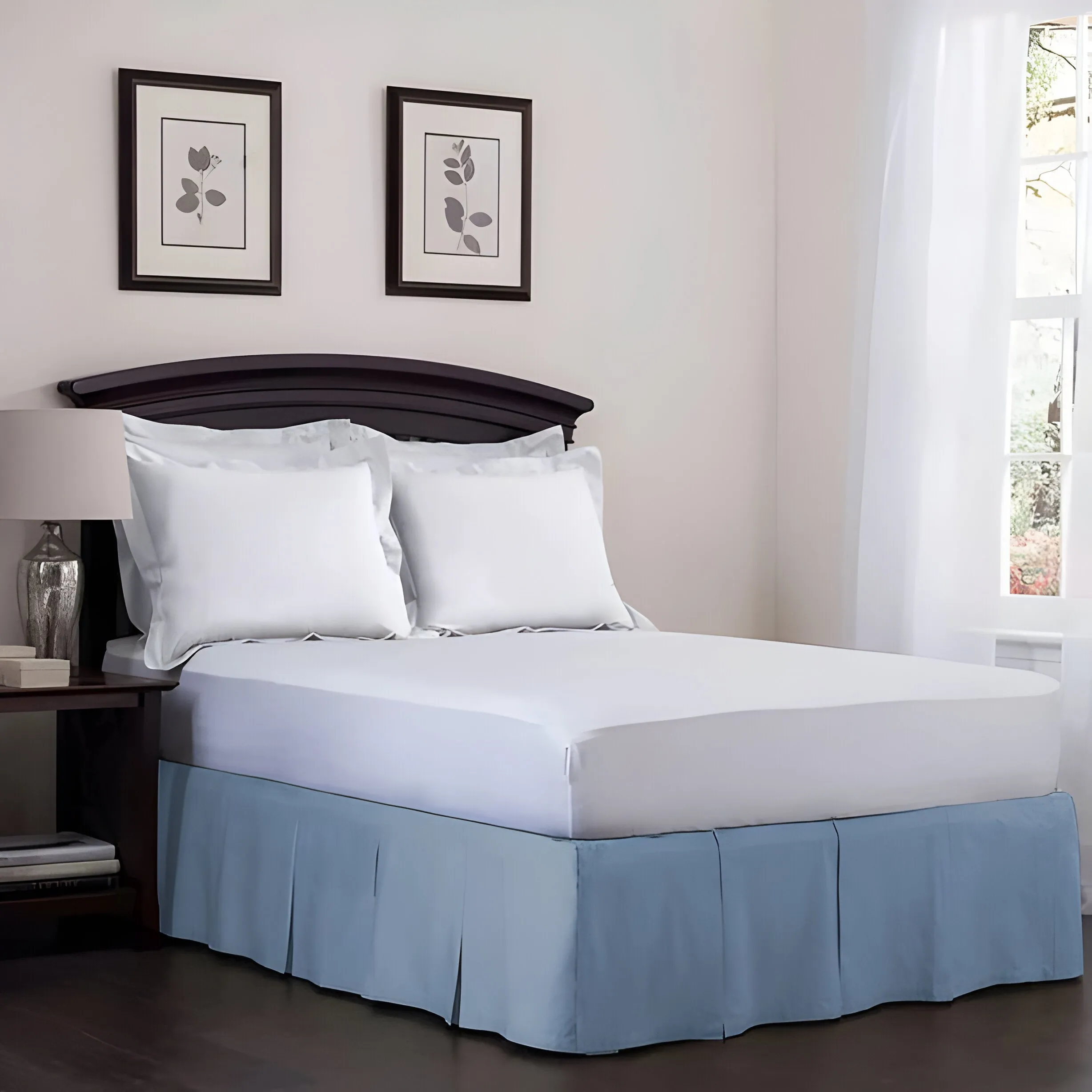 400TC Cotton Sateen Velcro Detachable Pleated Bed Skirt