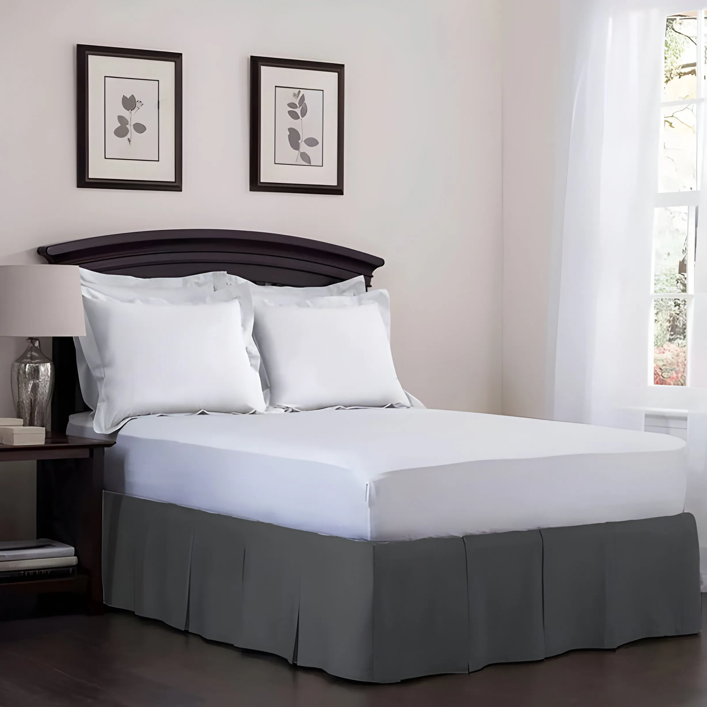 400TC Cotton Sateen Velcro Detachable Pleated Bed Skirt