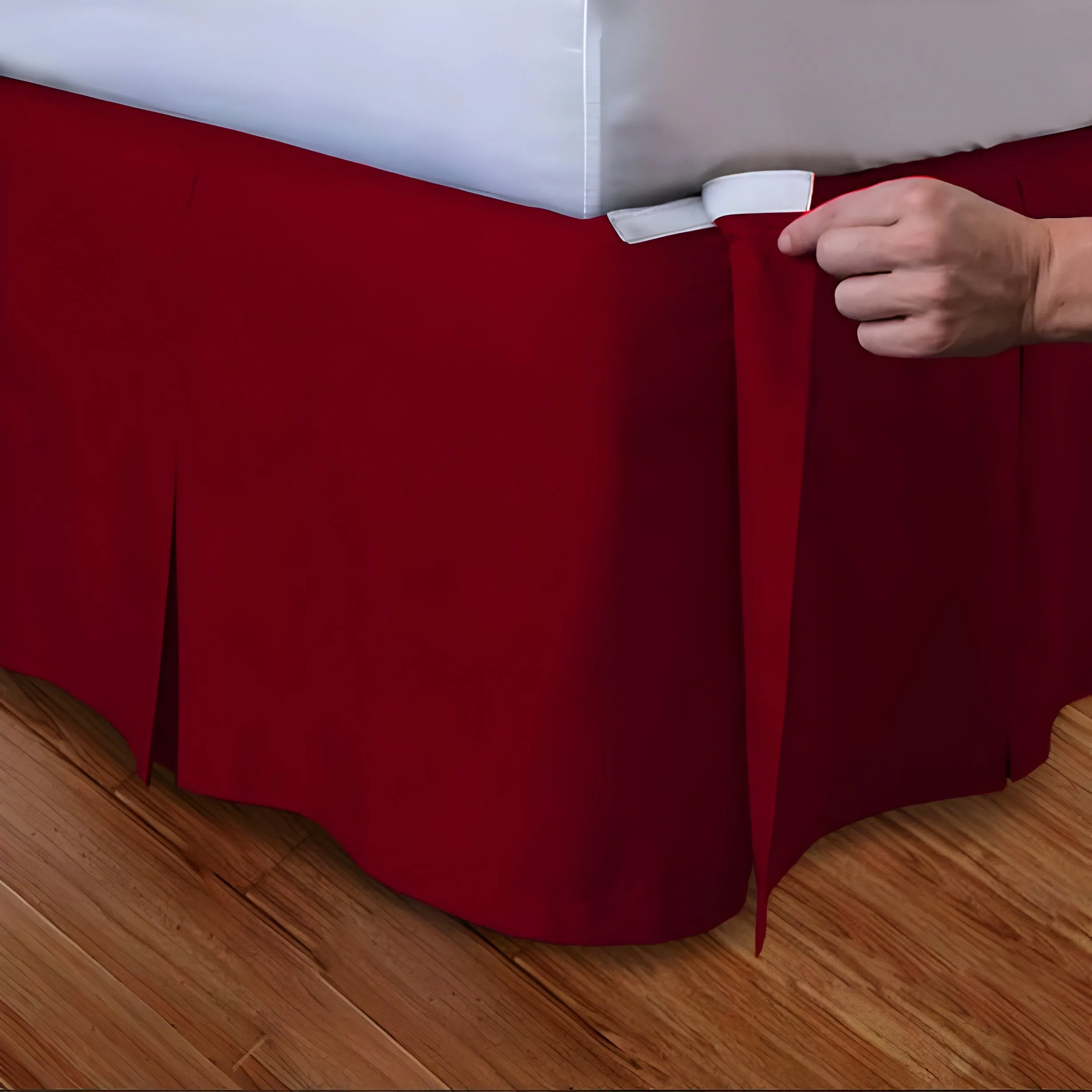 400TC Cotton Sateen Velcro Detachable Pleated Bed Skirt