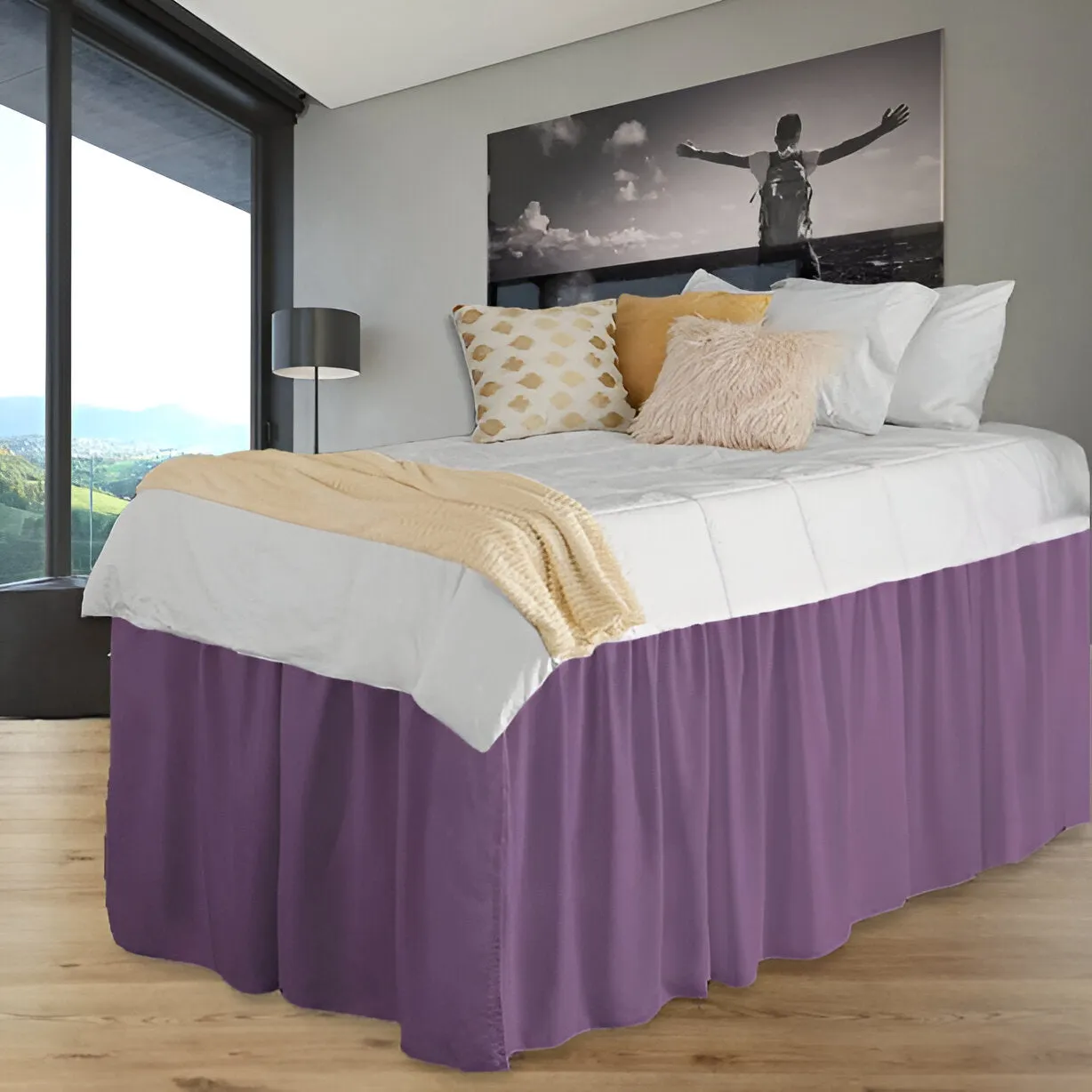 400TC Sateen Solid Cotton Gathered Dorm Bed Skirt