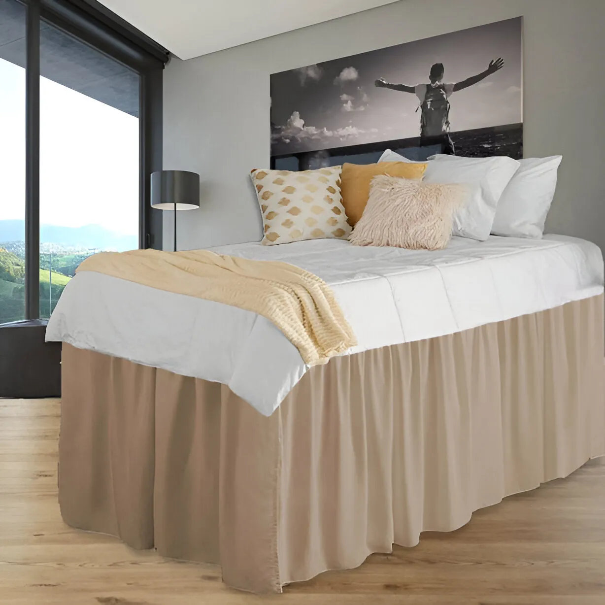 400TC Sateen Solid Cotton Gathered Dorm Bed Skirt