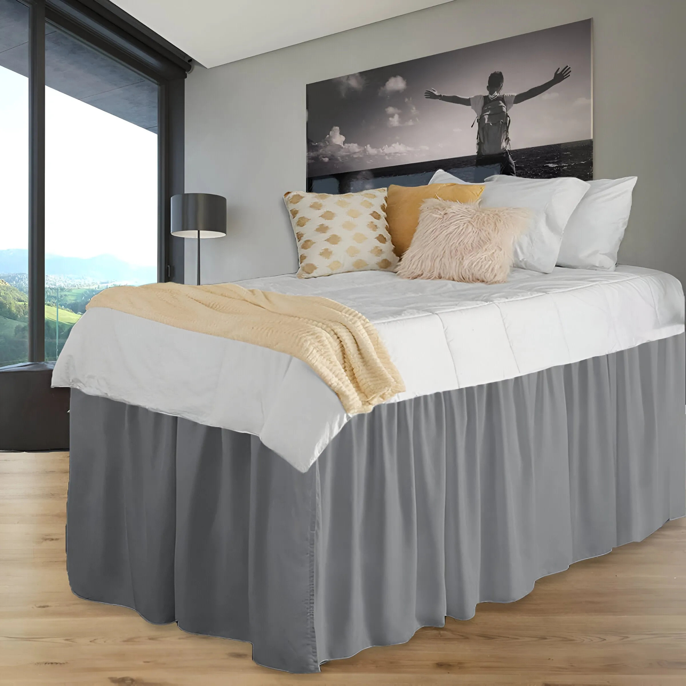 400TC Sateen Solid Cotton Gathered Dorm Bed Skirt
