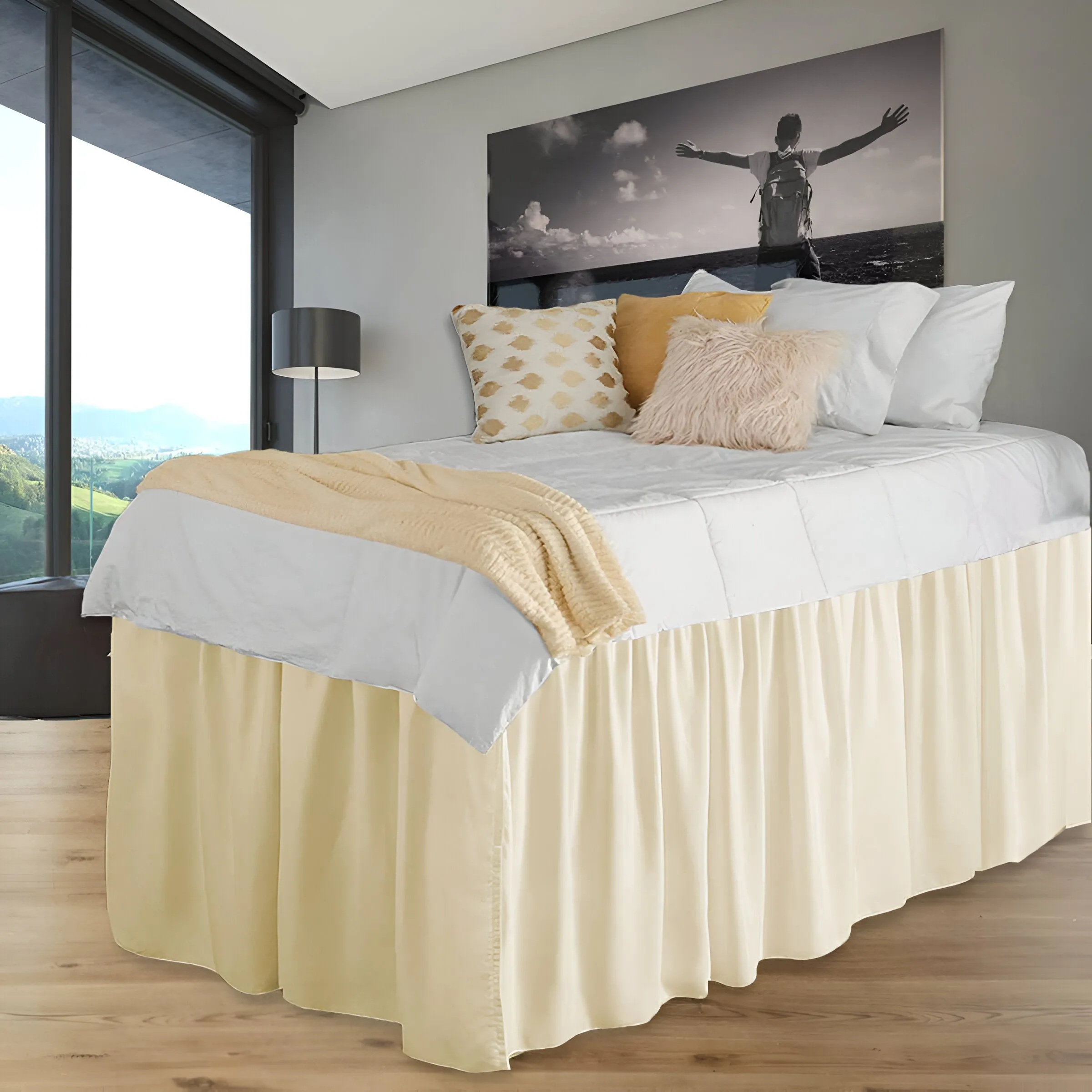 400TC Sateen Solid Cotton Gathered Dorm Bed Skirt