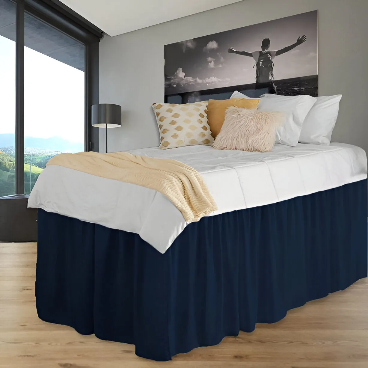 400TC Sateen Solid Cotton Gathered Dorm Bed Skirt
