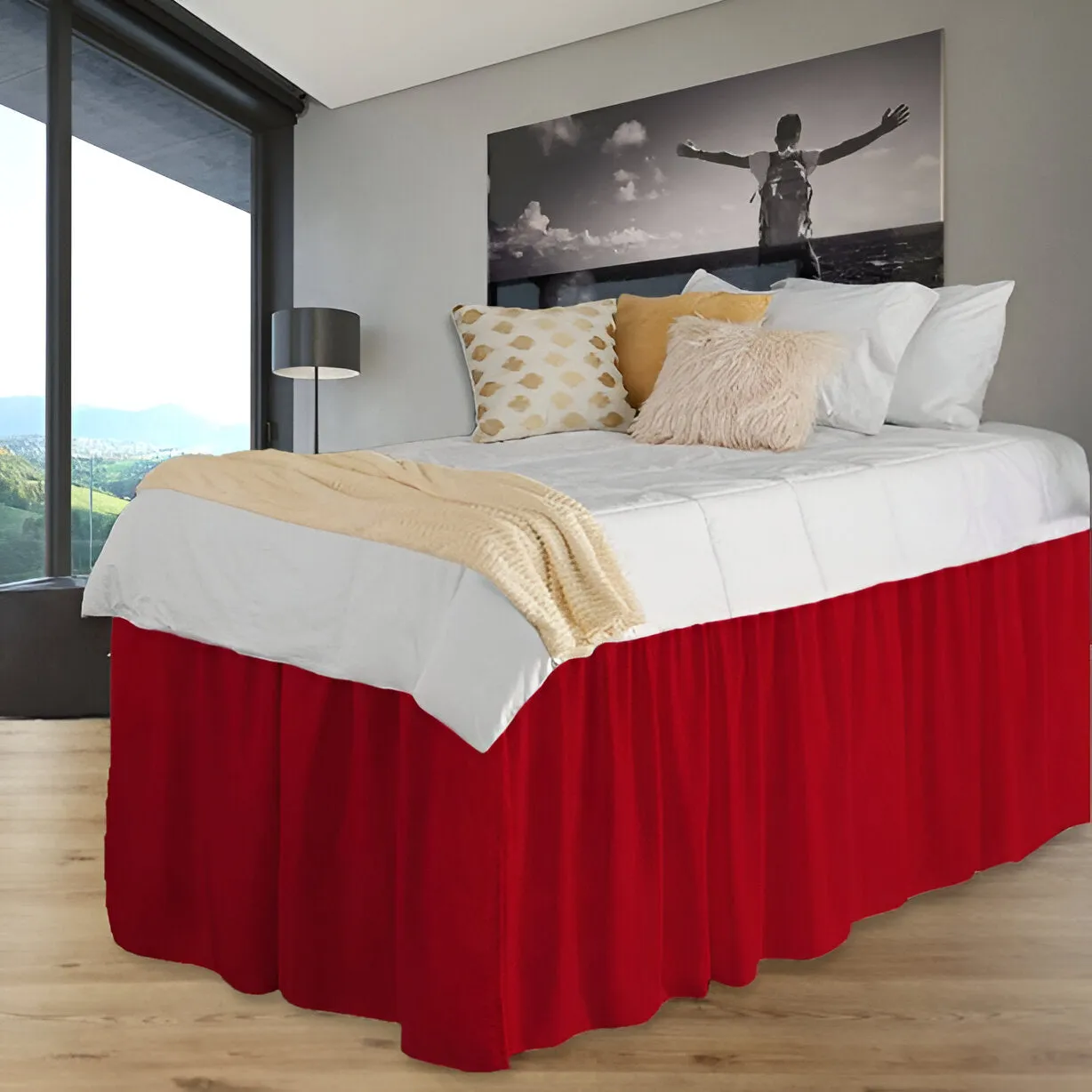 400TC Sateen Solid Cotton Gathered Dorm Bed Skirt