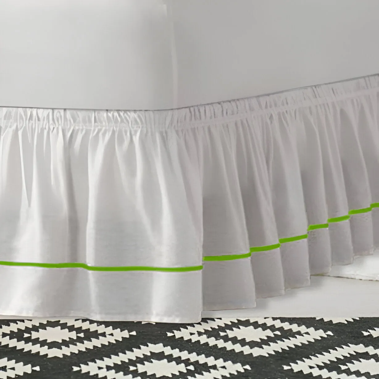 400TC Sateen Solid Cotton Single Embroidered Wrap Around Bed Skirt