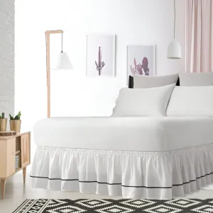 400TC Sateen Solid Cotton Single Embroidered Wrap Around Bed Skirt