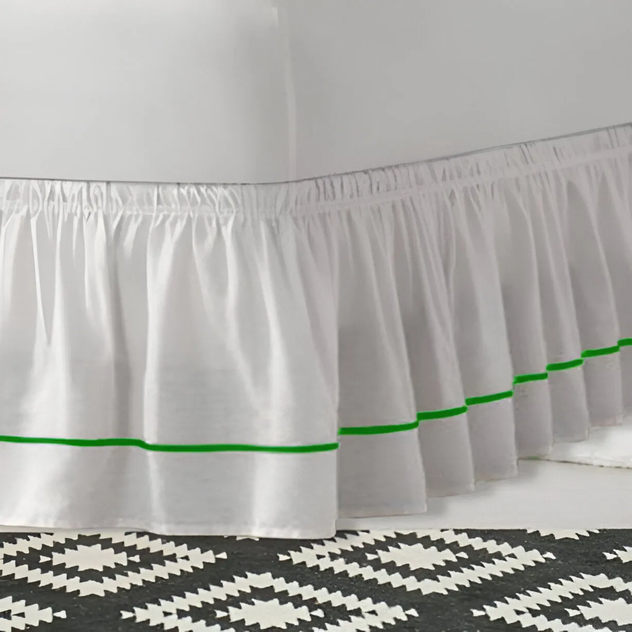 400TC Sateen Solid Cotton Single Embroidered Wrap Around Bed Skirt