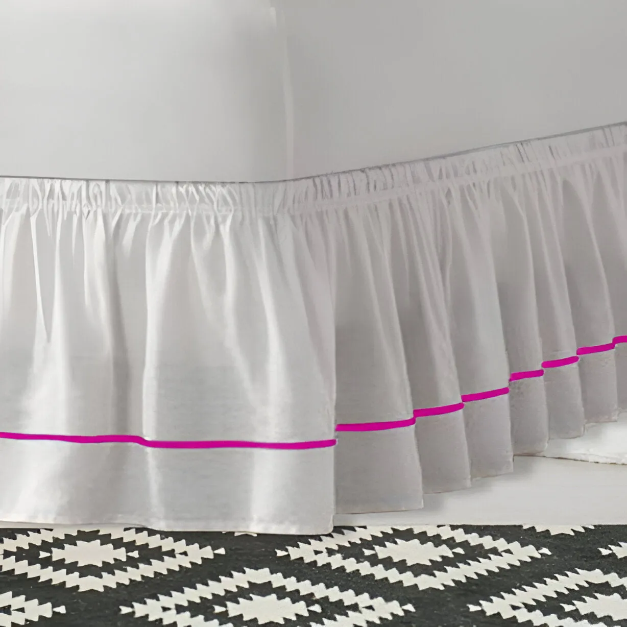 400TC Sateen Solid Cotton Single Embroidered Wrap Around Bed Skirt