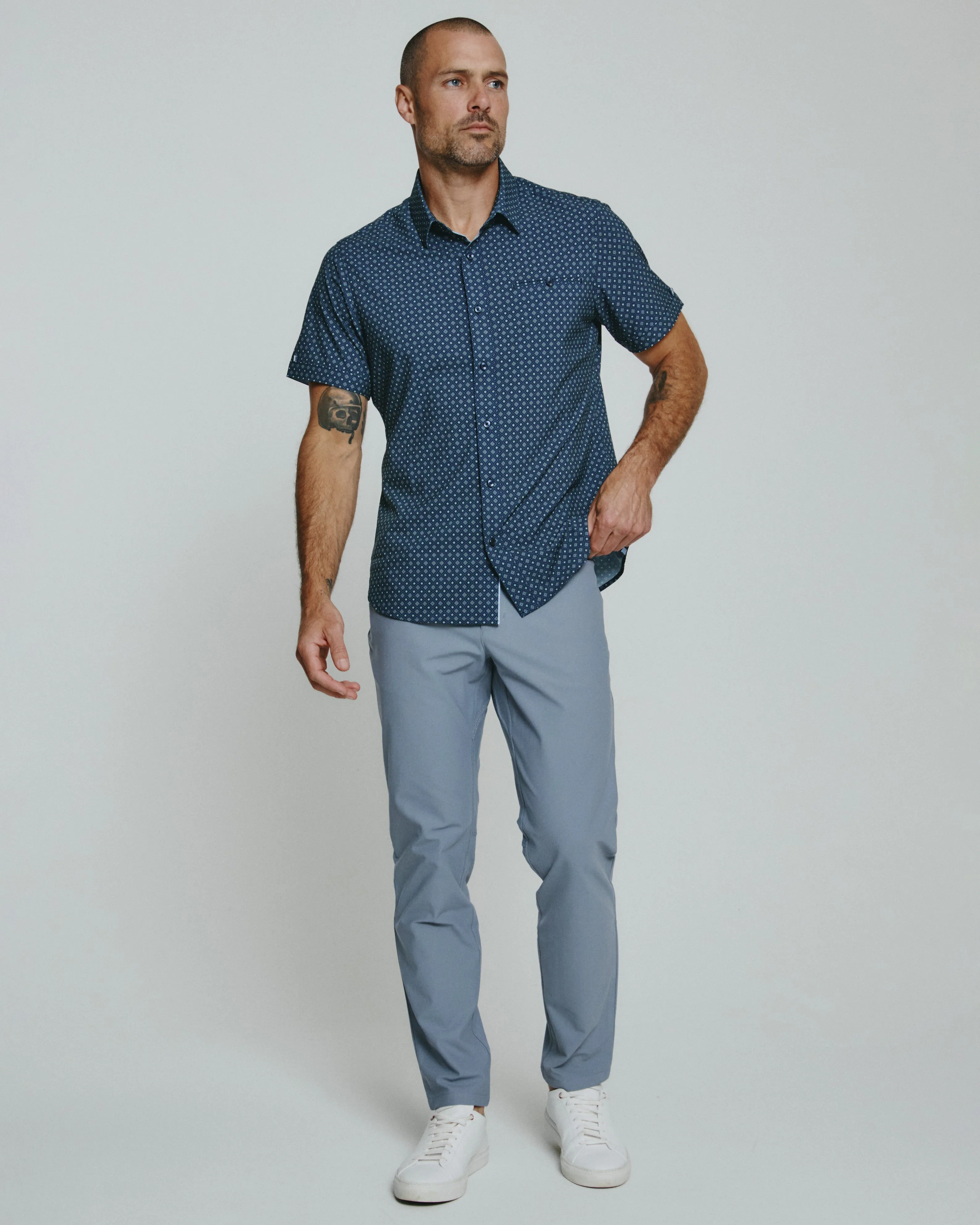 7 Diamonds Lithos 4-Way Stretch Print Pattern SS Shirt