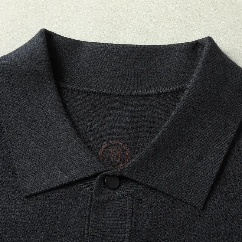 8XL 7XL 6XL 2024 New High End Comfortable Wool Sweater Men Short Sleeve Lapel Sweaters Man Business Casual Mens Christmas Jumper