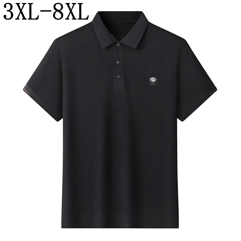 8XL 7XL 6XL 2024 New High End Comfortable Wool Sweater Men Short Sleeve Lapel Sweaters Man Business Casual Mens Christmas Jumper
