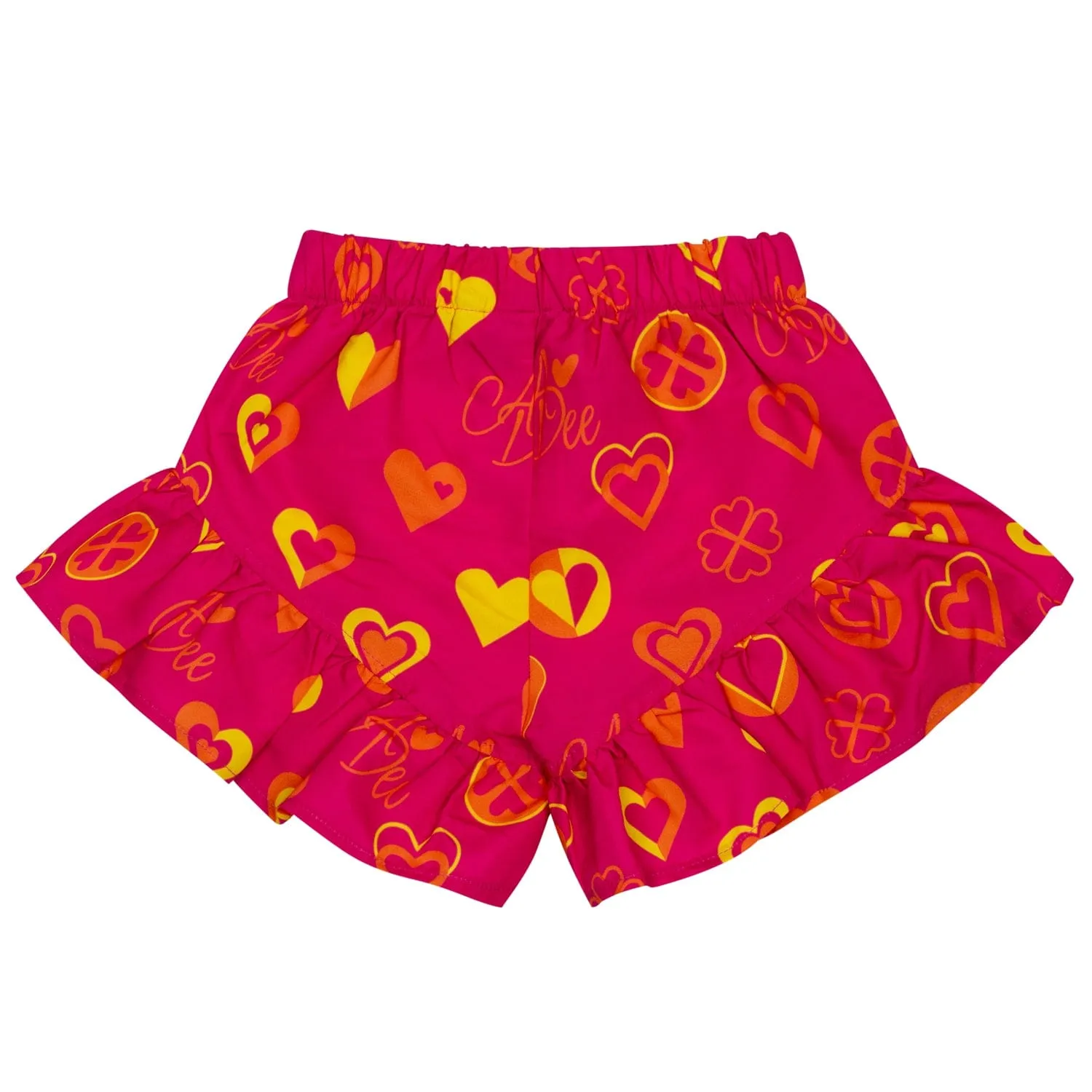 A DEE - Melissa Bold Hearts Colour Block Heart Print Poly Short Set - Hot Pink