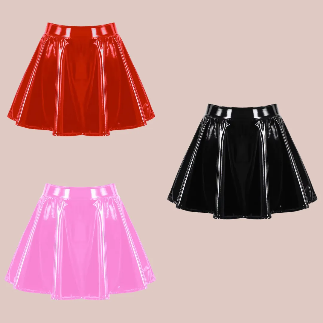 A-Line Patent Leather Mini Skirt