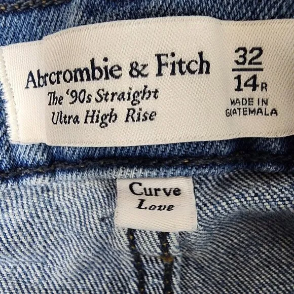 Abercrombie &amp; Fitch The 90's Straight Ultra High Rise Jeans Curve Love 32/14R