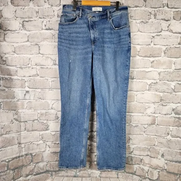 Abercrombie &amp; Fitch The 90's Straight Ultra High Rise Jeans Curve Love 32/14R