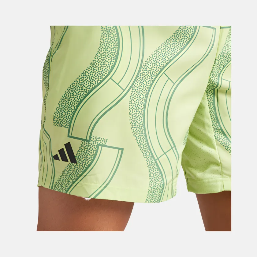 Adidas Club Graphic Men's Tennis Shorts -Pulse Lime/Preloved Green