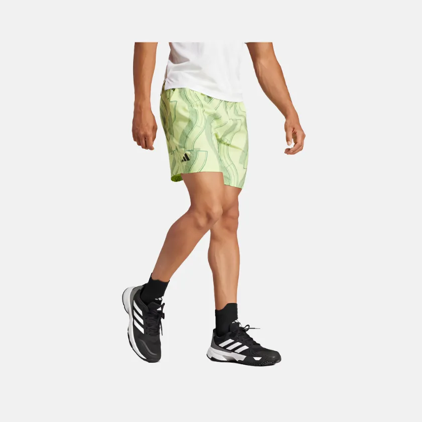 Adidas Club Graphic Men's Tennis Shorts -Pulse Lime/Preloved Green