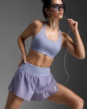 Aero Hi-Rise 2-in-1 3 Inch Shorts Laufshort Damen - digital lilac/white reflective