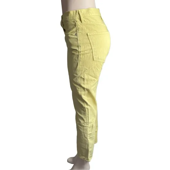 AGOLDE Yellow Riley High Rise Straight Crop 5 Button Fly Jeans Size 28‎