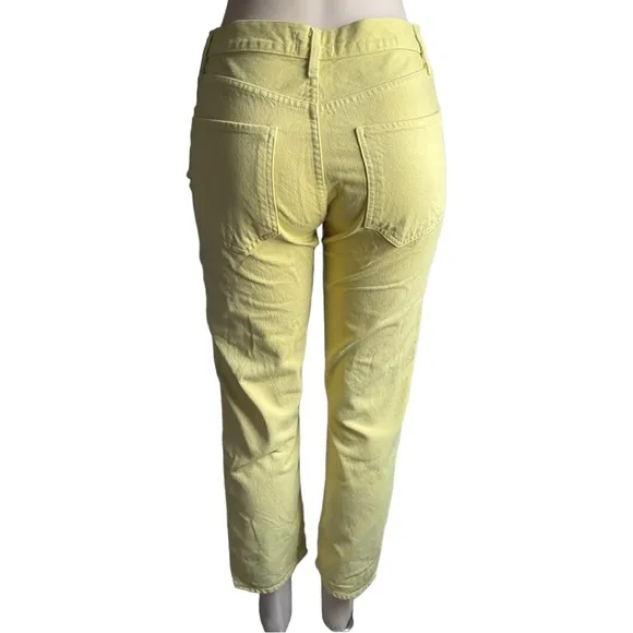 AGOLDE Yellow Riley High Rise Straight Crop 5 Button Fly Jeans Size 28‎
