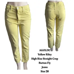 AGOLDE Yellow Riley High Rise Straight Crop 5 Button Fly Jeans Size 28‎