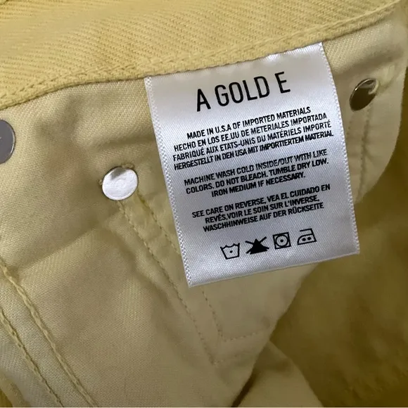 AGOLDE Yellow Riley High Rise Straight Crop 5 Button Fly Jeans Size 28‎
