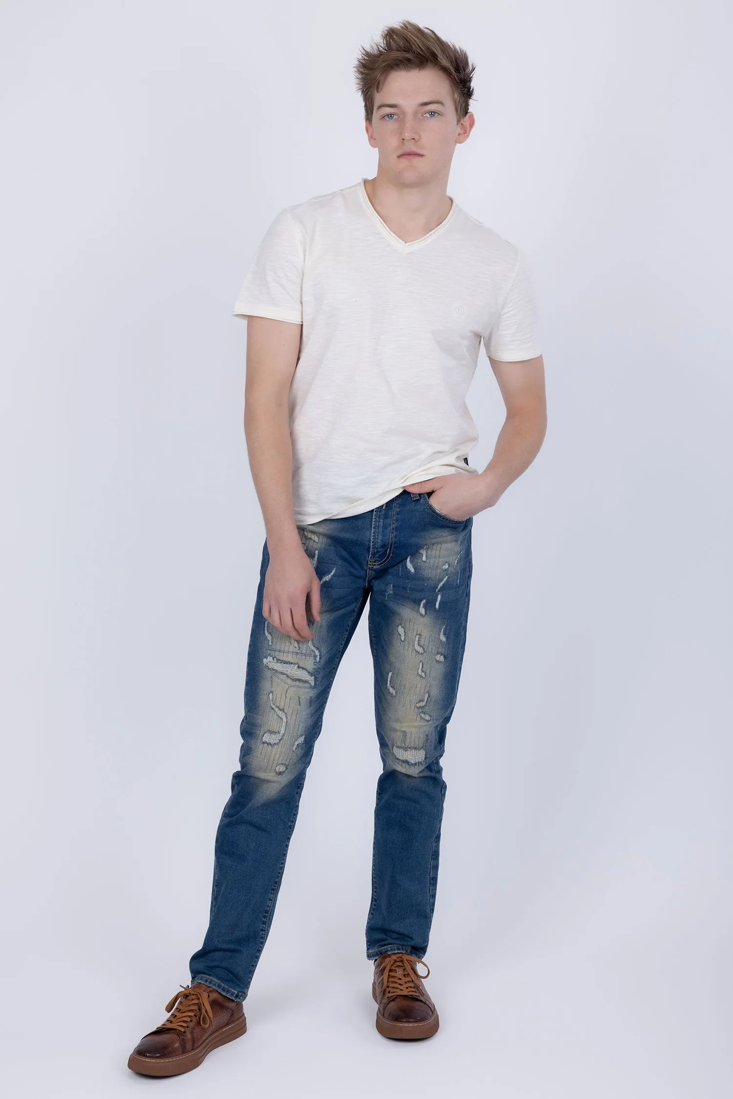 Agra V-Neck Solid T-Shirts