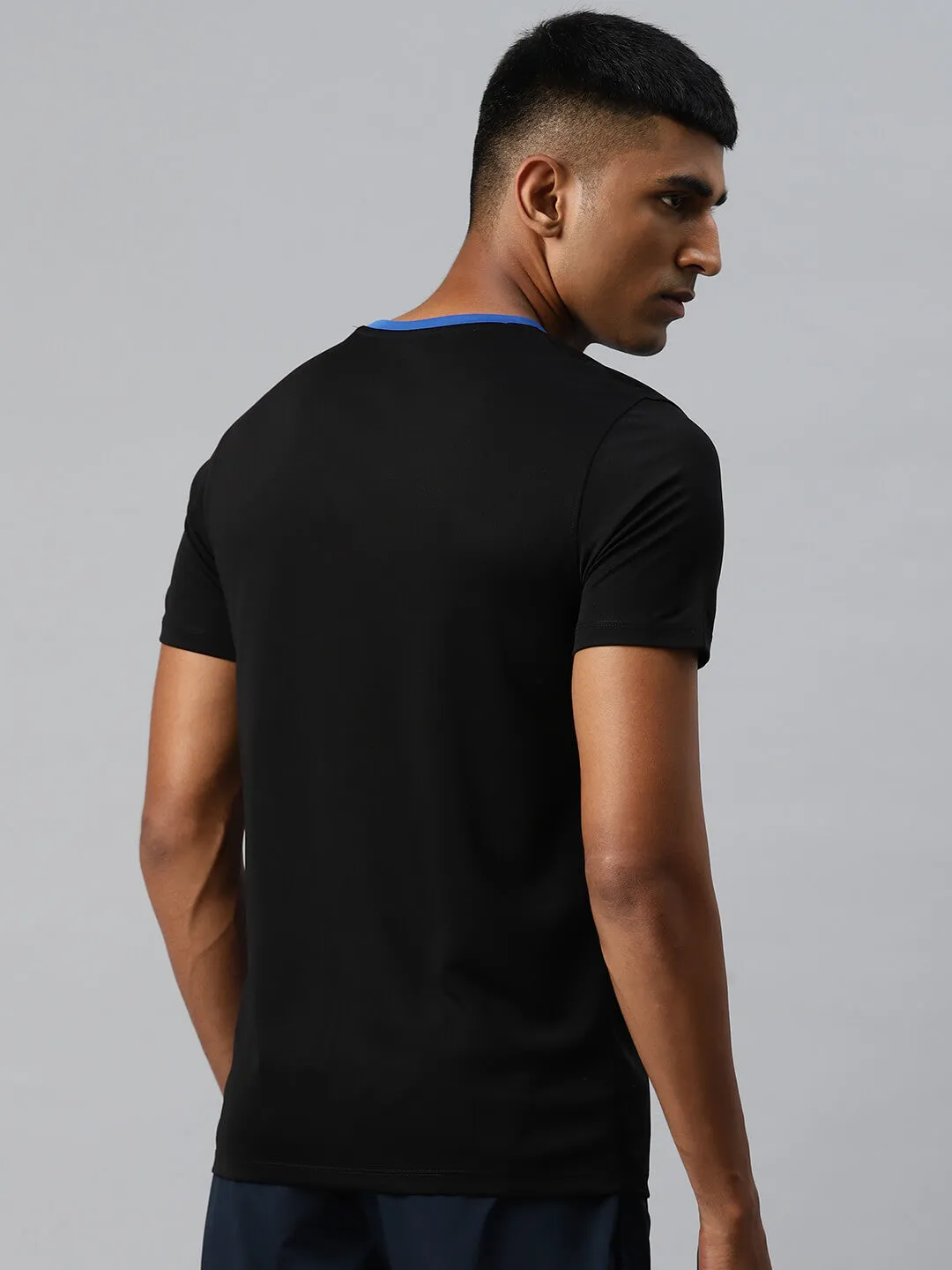 Alcis Men Typography Printed Colourblocked Dry Tech Slim Fit Sports T-shirt