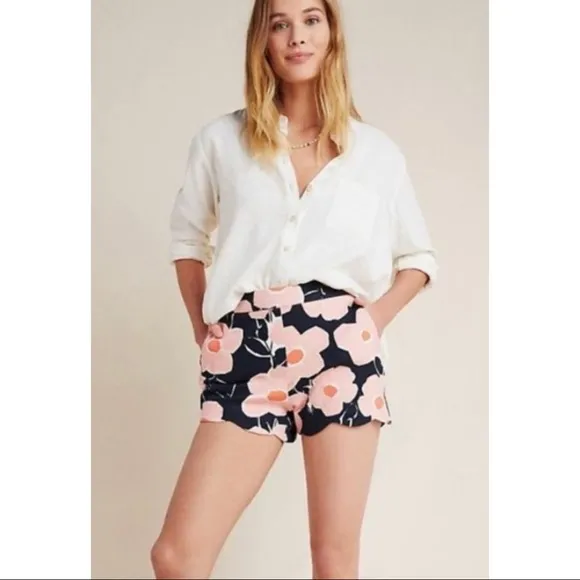 Anthropologie Georgie Floral Retro Scallop Shorts NWT New 4