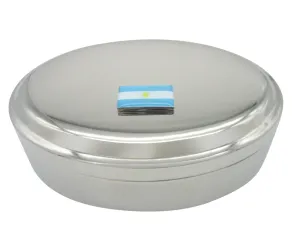Argentina Flag Pendant Oval Trinket Jewelry Box