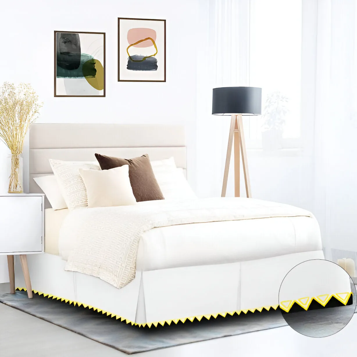 Ashley 400TC Sateen Cotton Traingle Embroidery Tailored Bed Skirt
