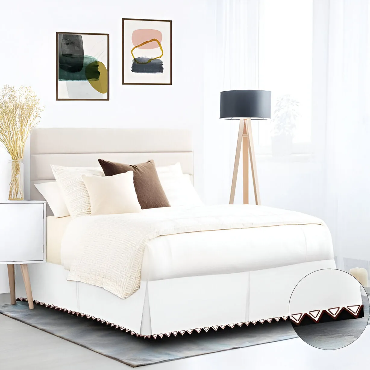 Ashley 400TC Sateen Cotton Traingle Embroidery Tailored Bed Skirt