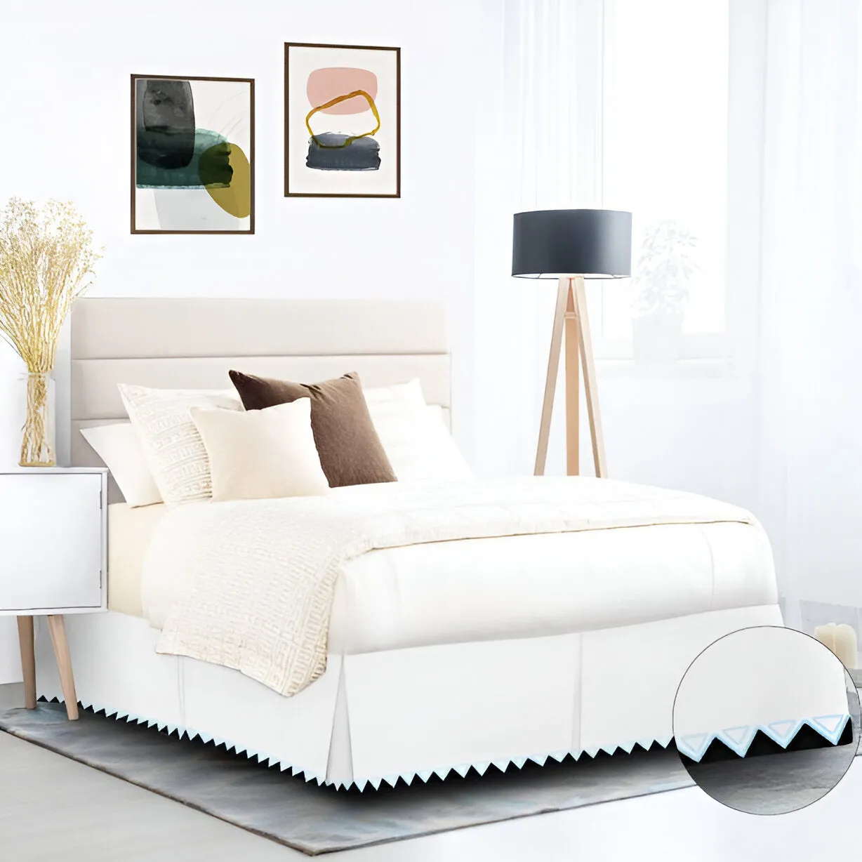 Ashley 400TC Sateen Cotton Traingle Embroidery Tailored Bed Skirt