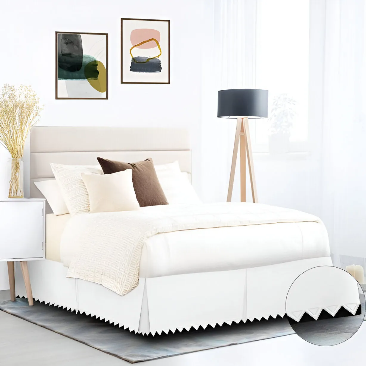 Ashley 400TC Sateen Cotton Traingle Embroidery Tailored Bed Skirt