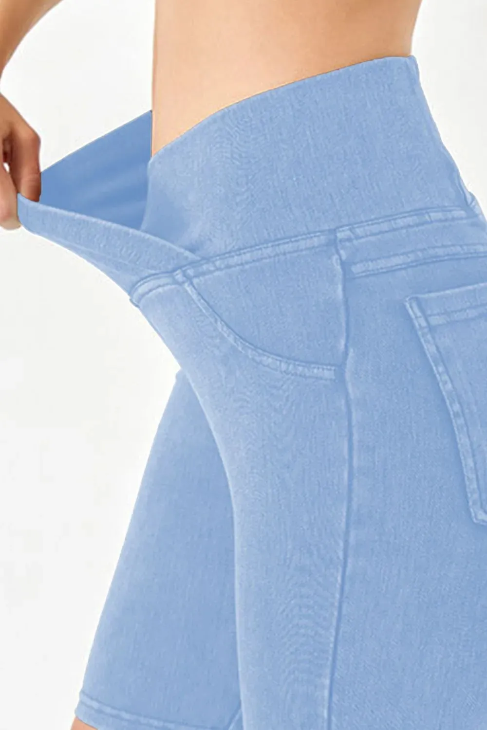Asymmetrical Waist Denim Shorts